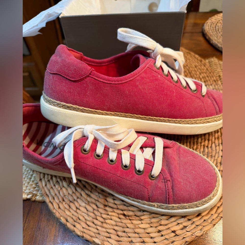 Casual vintage Red VIONIC Canvas Sneakers with White Laces